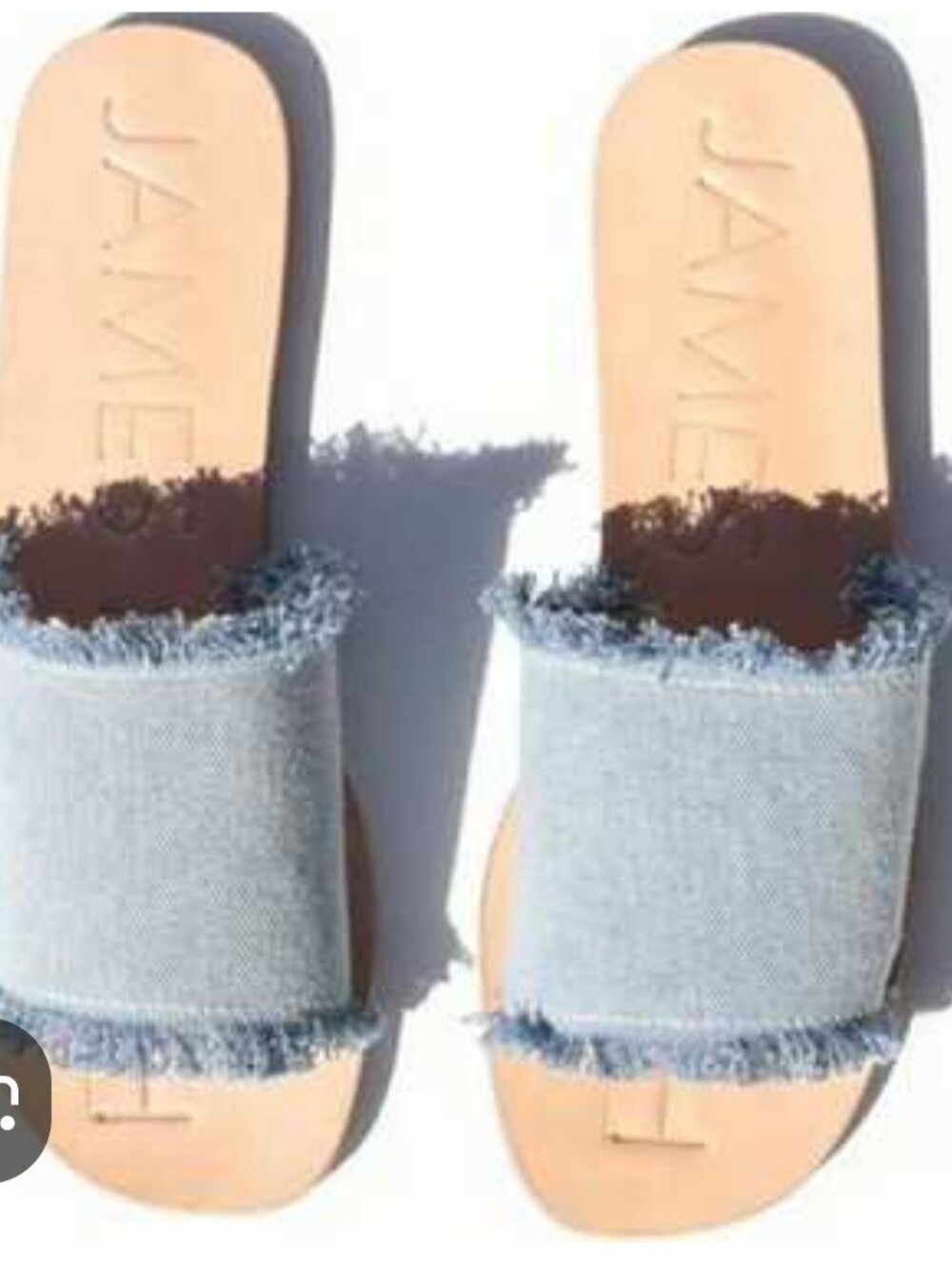 James Smith Off Duty  Blue Frayed Denim Slide Sandals